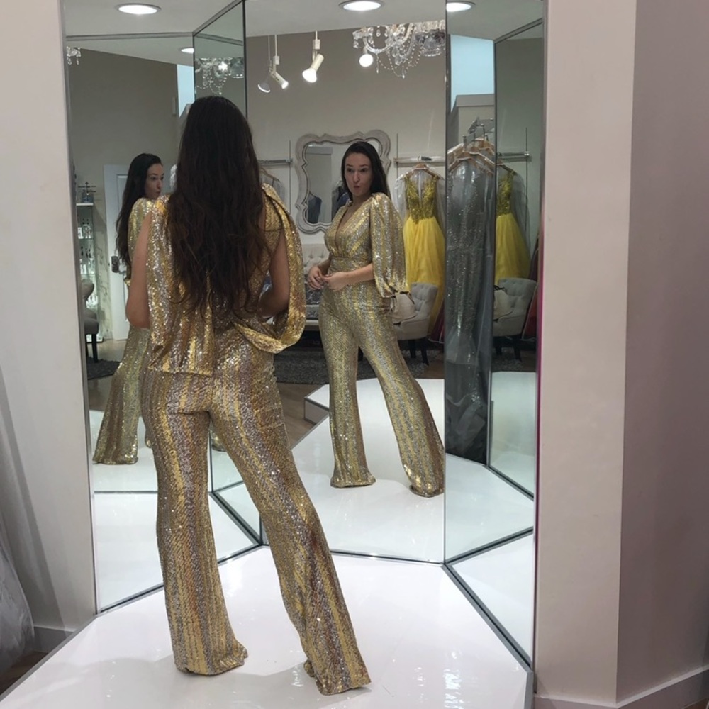 Silver & gold fully sequin pantsuit